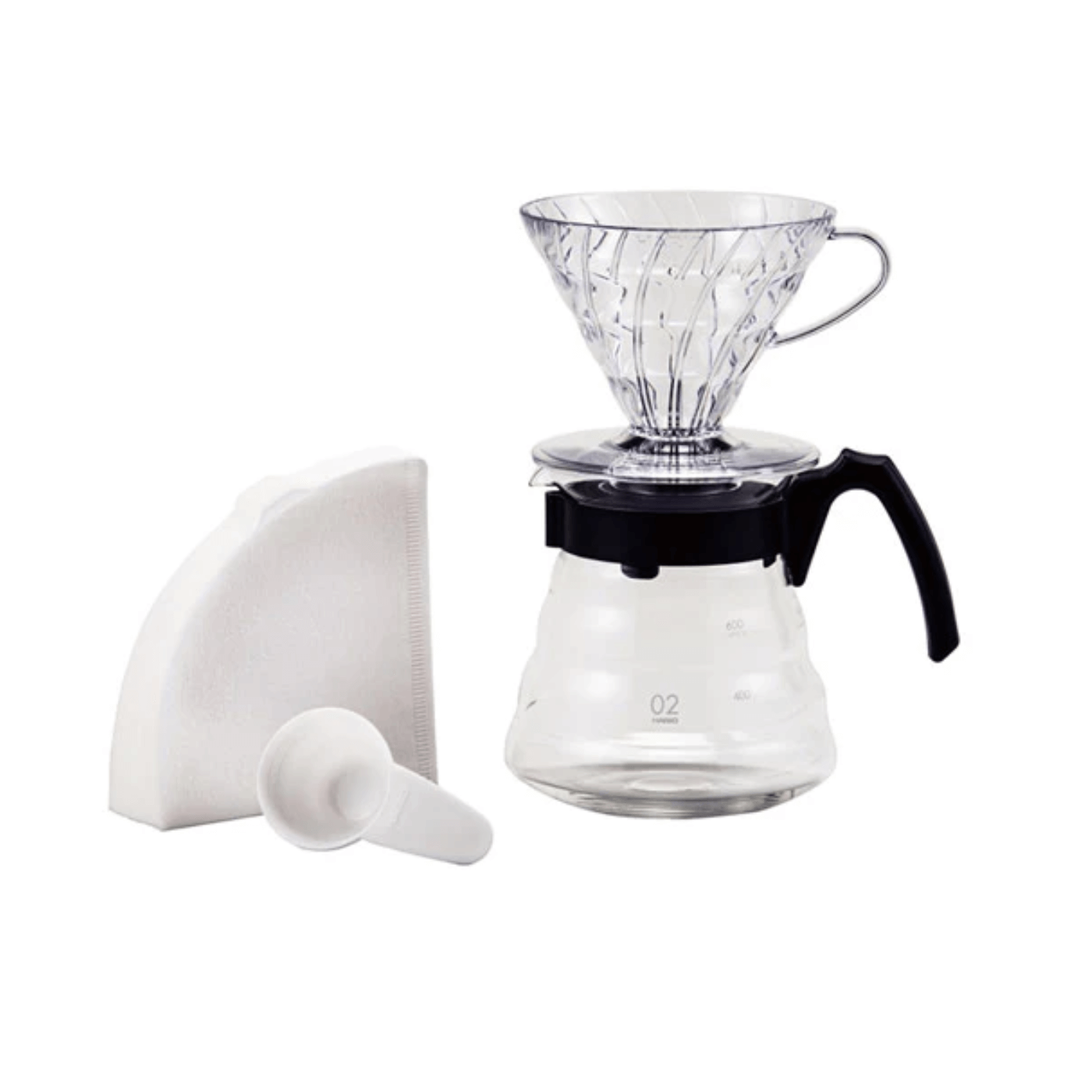 Hario V60 Craft Coffee Maker Brewer, Server, Spoon, Filters Size